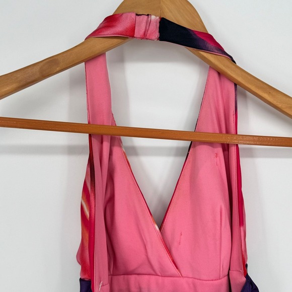 B. Darlin Y2K 00s Halter Pink Purple Floral Print Prom Party Maxi Dress Size 5/6 - Picture 4 of 11